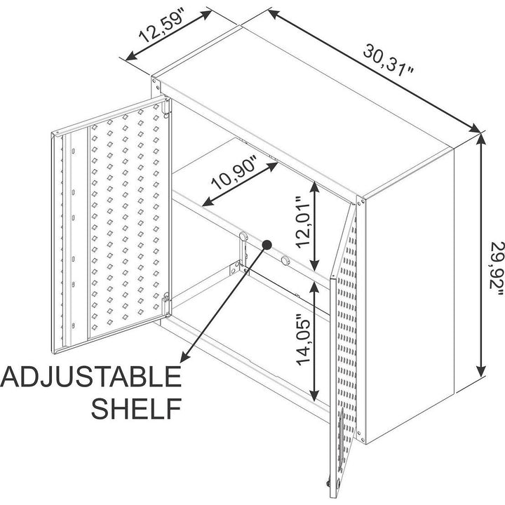 Fortress 30" Floating Textured Metal Garage Cabinet with Adjustable Shelves y Image 3