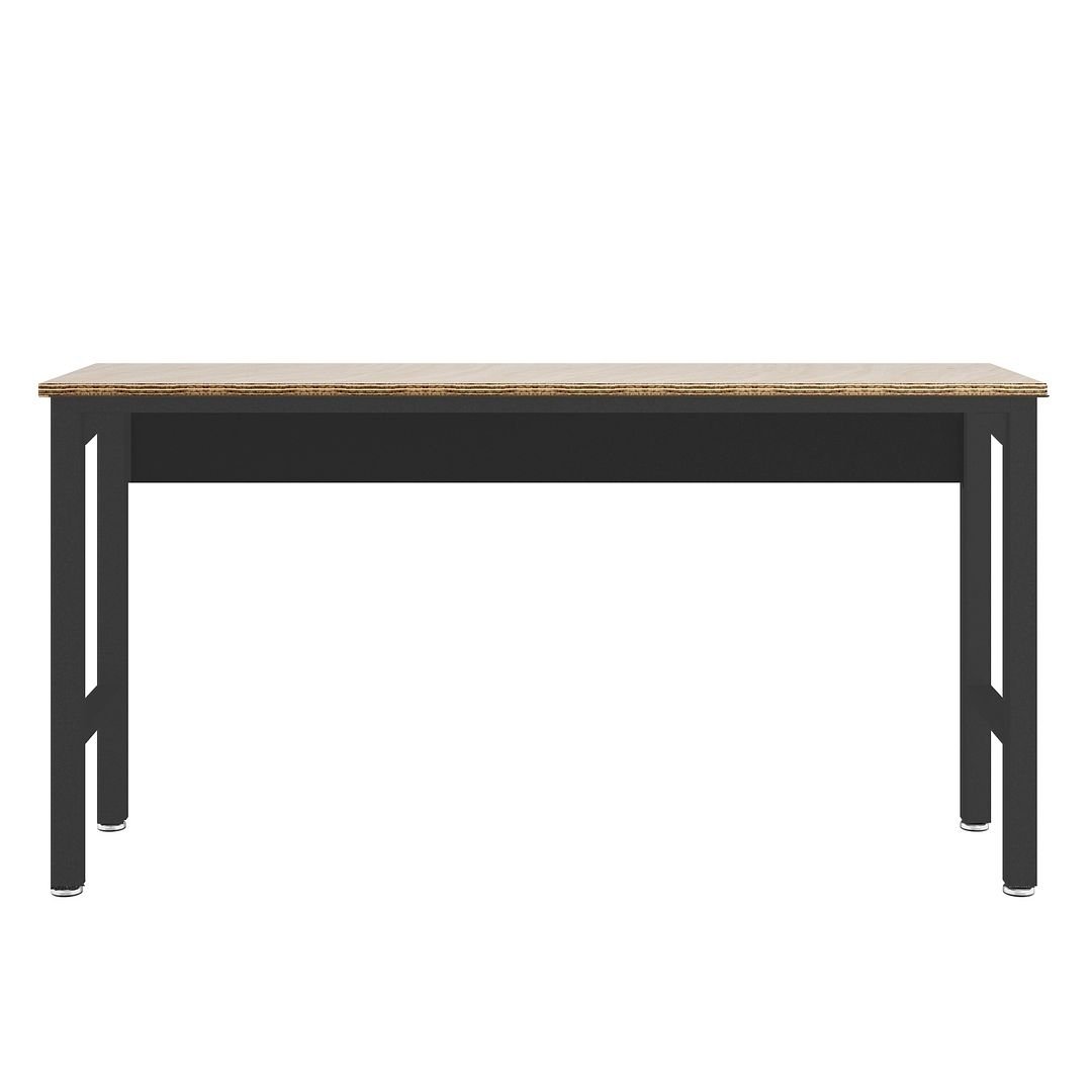 Fortress 72.4" Natural Wood Steel Garage Table Space Saving Durable Design Image 1