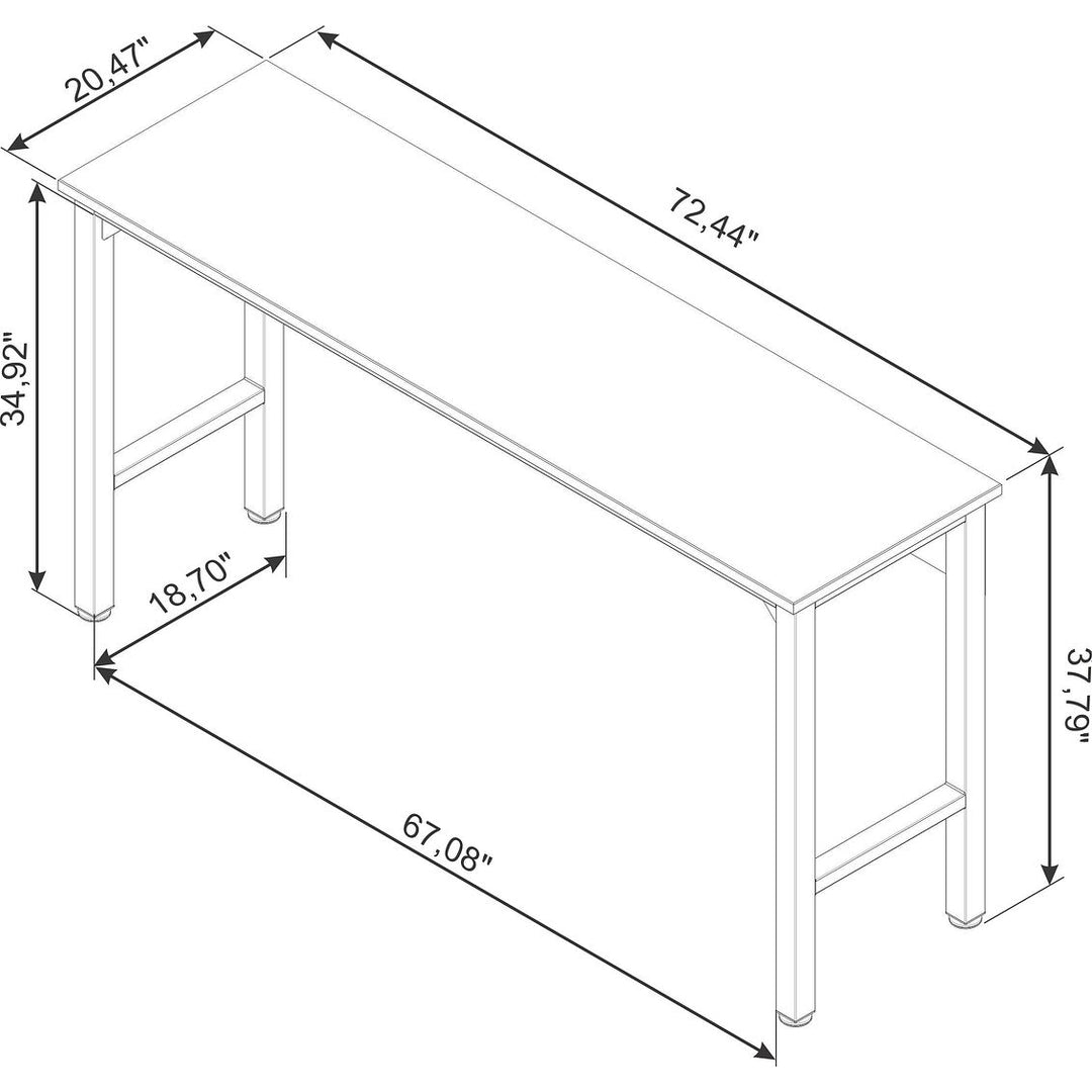 Fortress 72.4" Natural Wood Steel Garage Table Space Saving Durable Design Image 3