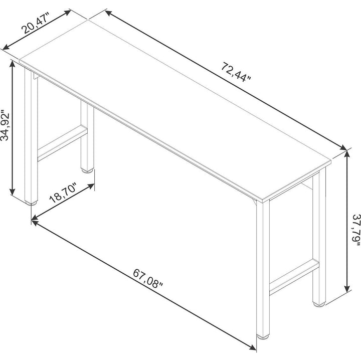 Fortress 72.4" Natural Wood Steel Garage Table Space Saving Durable Design Image 3