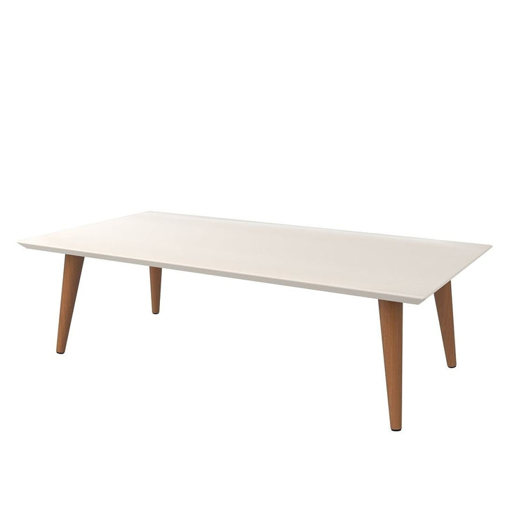 Utopia 17.52" High Gloss Rectangle Coffee Table Off-White Splayed Legs Modern Image 1