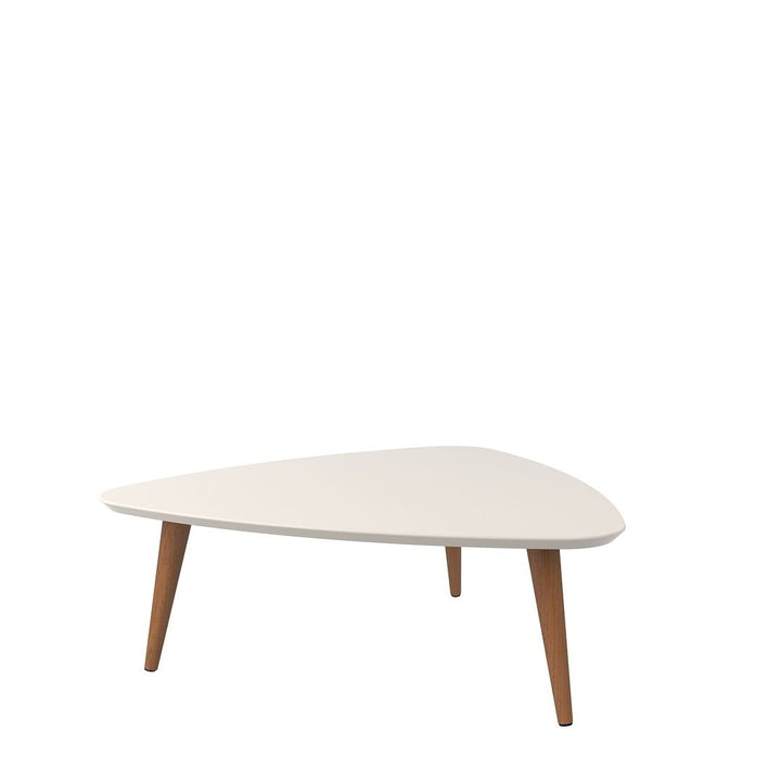 Utopia 17.51" Triangle Coffee Table White Gloss Mid-Century Modern Splayed Legs Image 1