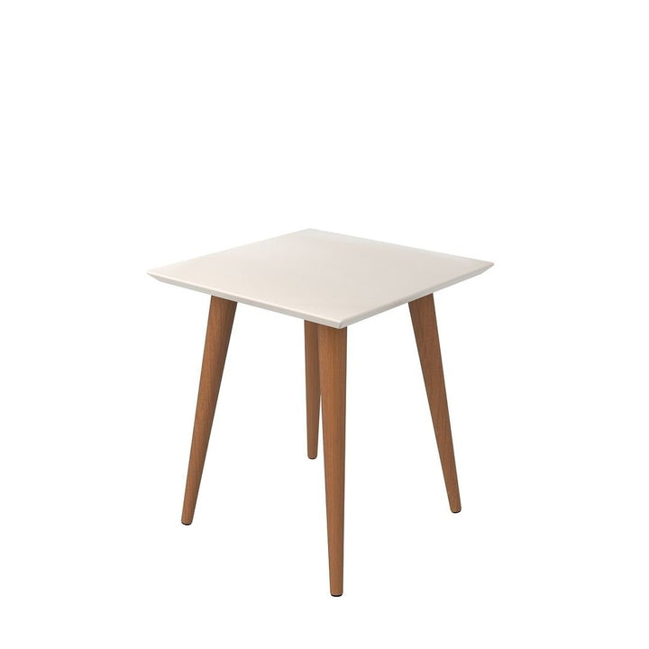 Utopia 19.84 High Square End Table Gloss Off-White Maple Cream Wooden Legs Image 1