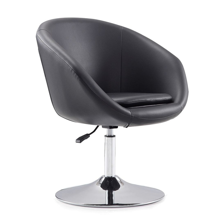 Hopper Black and Polished Chrome Faux Leather Adjustable Height Chair Image 1
