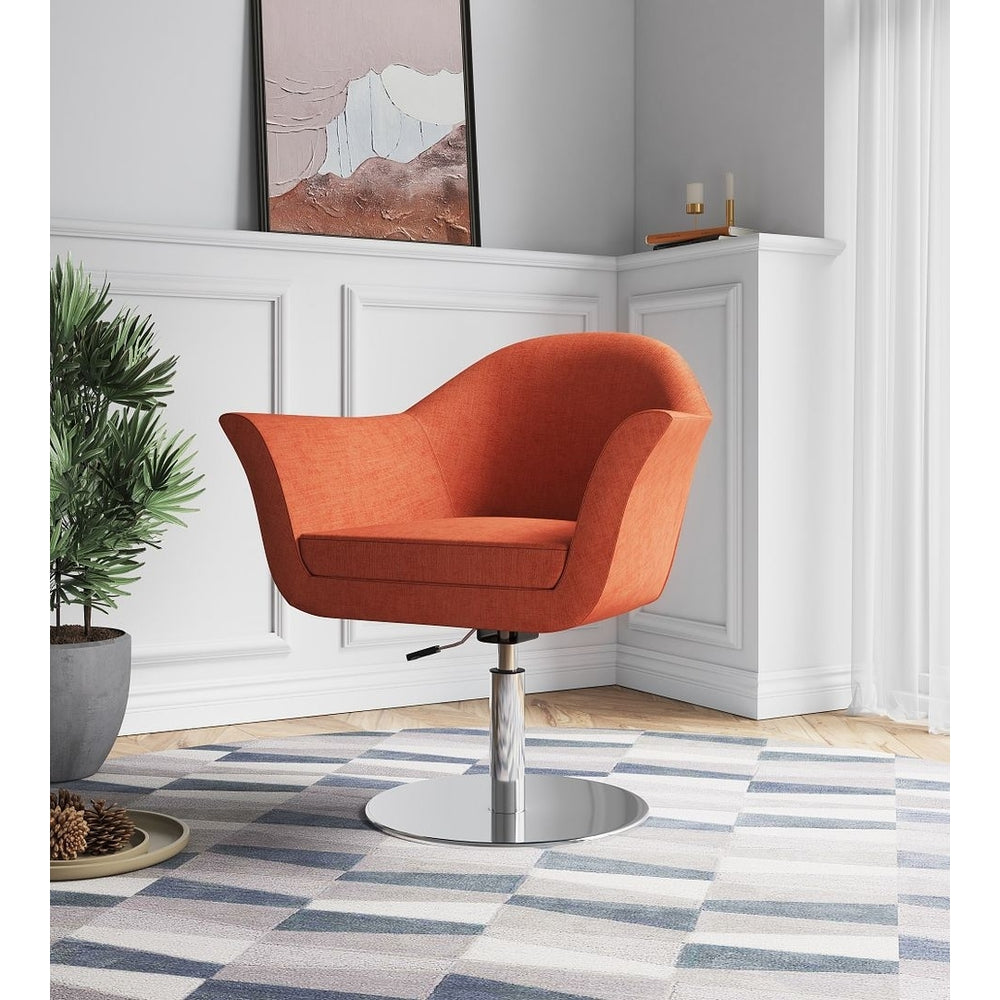 Voyager Orange and Brushed Metal Woven Swivel Adjustable Accent Chair Image 2