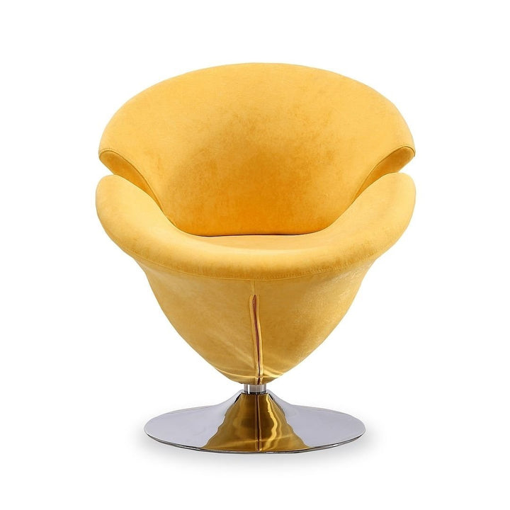 Tulip Orange and Polished Chrome Velvet Swivel Accent Chair Image 1