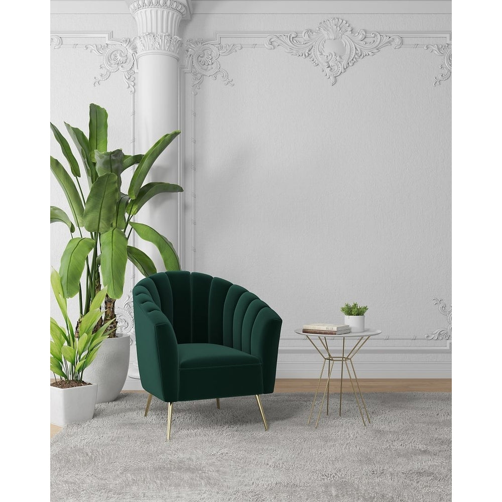 Rosemont Green Gold Velvet Accent Chair Shell-Style Soft Upholstery Modern Design Image 2