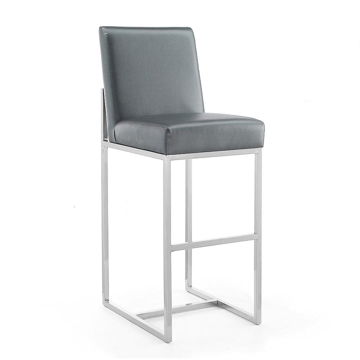 Element 42.13 in. Pearl White and Polished Chrome Stainless Steel Bar Stool Image 1