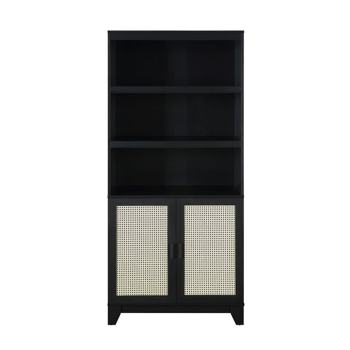 Sheridan Cane Bookcase with Adjustable Shelves Manhattan Comfort Modern Design Image 1