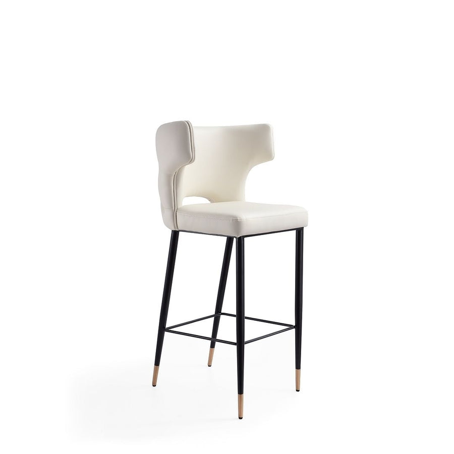Holguin 41.34 in. Cream, Black and Gold Wooden Barstool Image 1