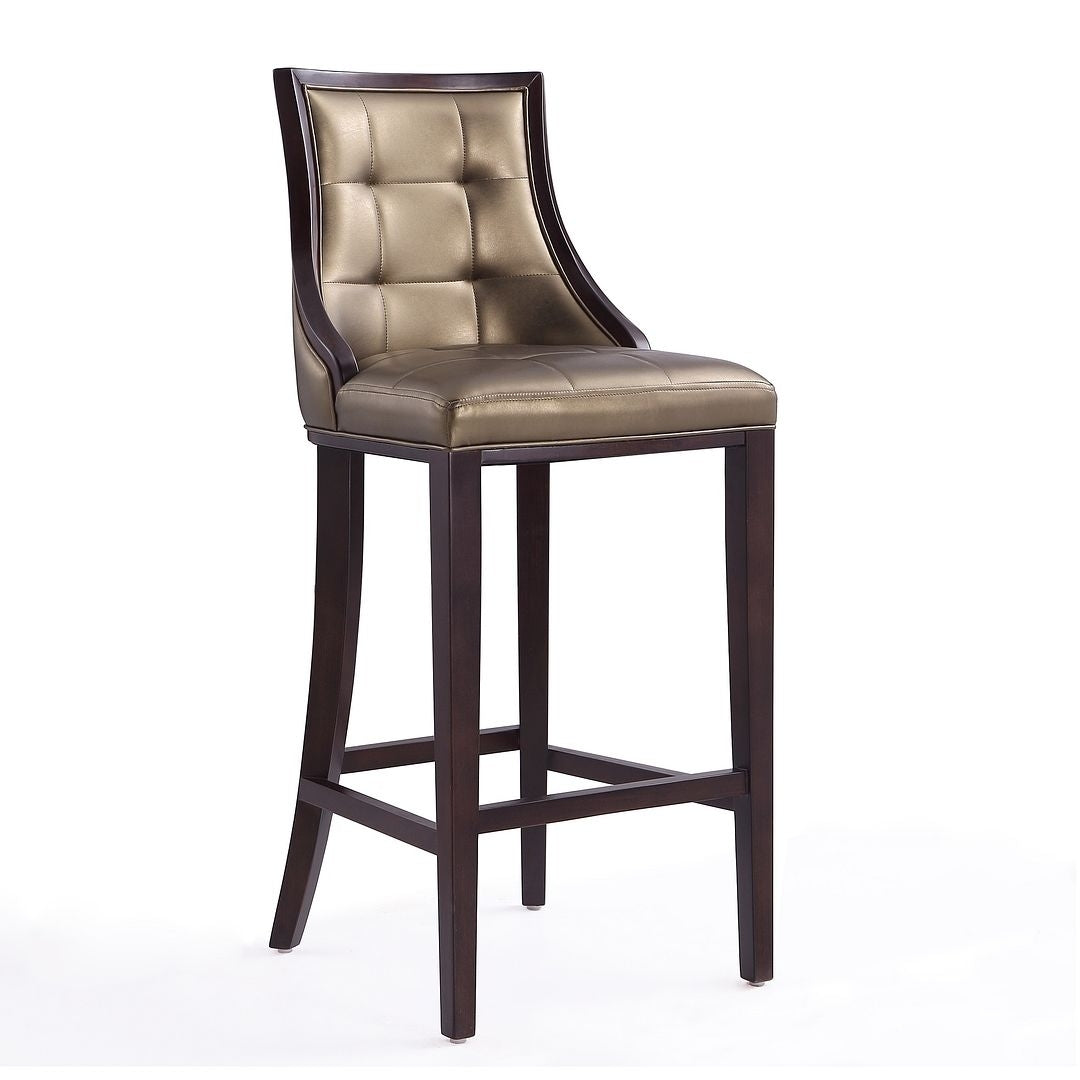 Fifth Avenue Faux Leather Barstool Traditional Design Elegant Channeling Seat Image 1