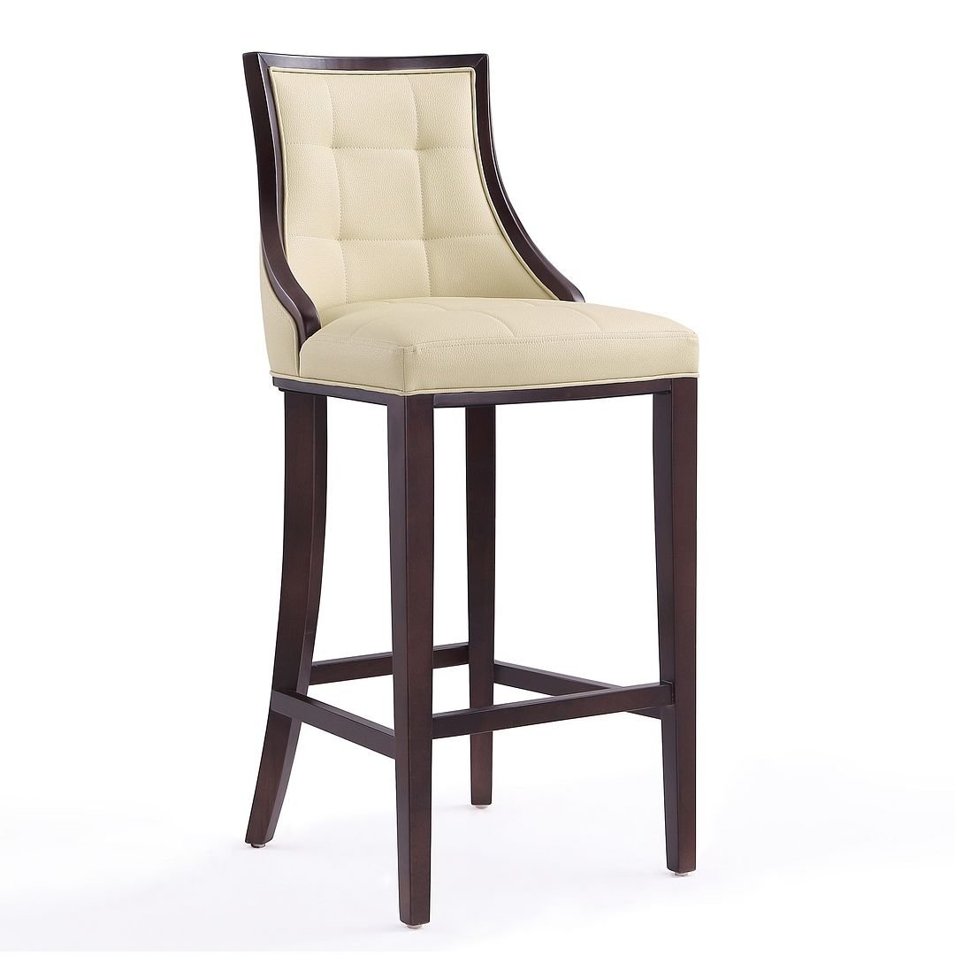 Fifth Avenue Faux Leather Barstool Traditional Design Elegant Channeling Seat Image 1