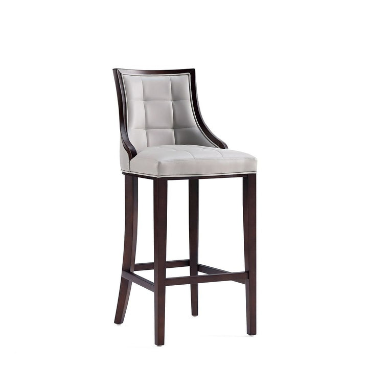 Fifth Avenue Faux Leather Barstool Traditional Design Elegant Channeling Seat Image 1