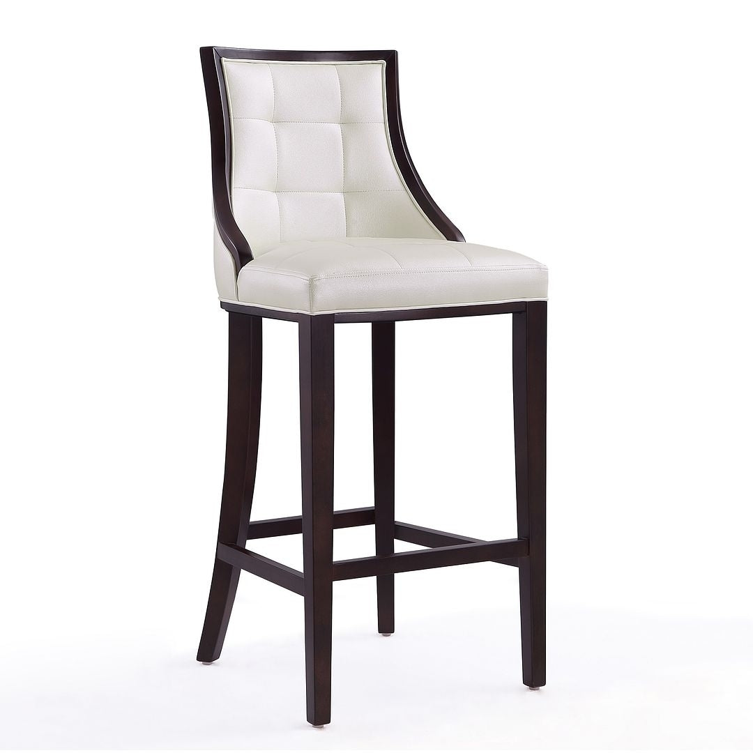 Fifth Avenue Faux Leather Barstool Traditional Design Elegant Channeling Seat Image 7