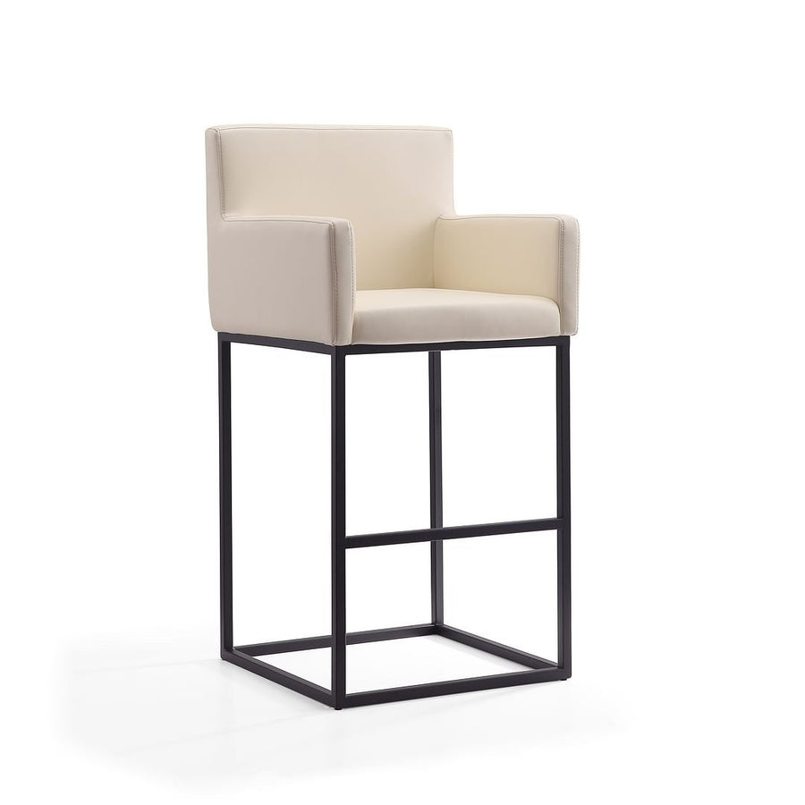 Ambassador 42 in. Cream and Black Metal Barstool Image 1