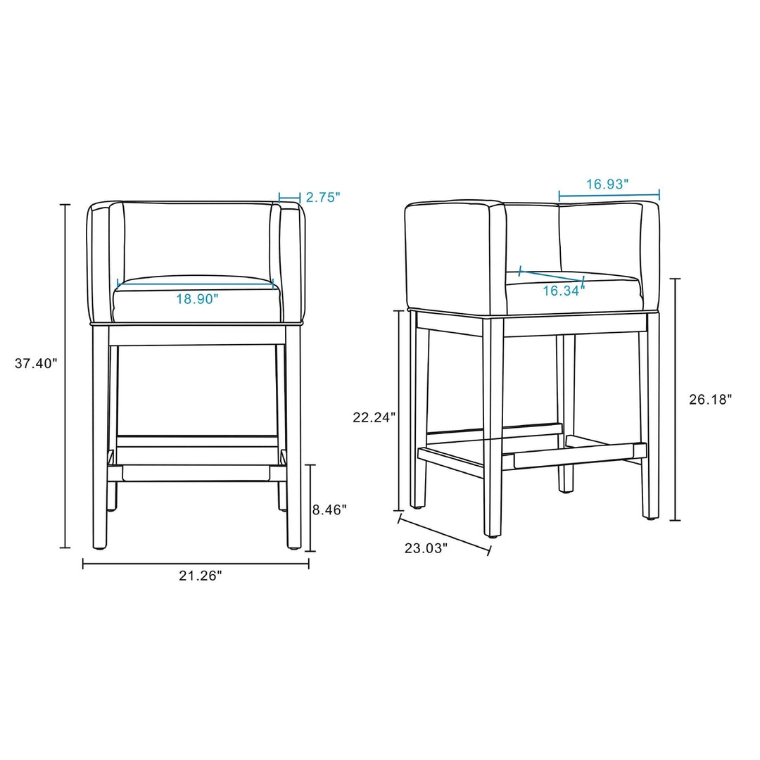 Kingsley 34 in. Grey and Dark Walnut Beech Wood Counter Height Bar Stool Image 3