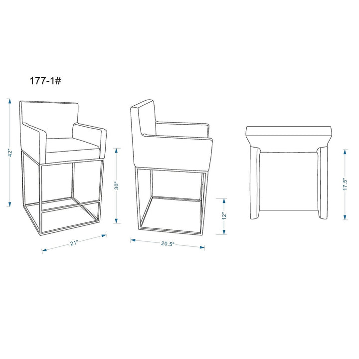 Ambassador 42 in. Cream and Black Metal Barstool Image 3