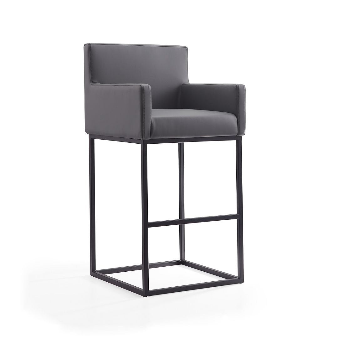 Ambassador 42 in. Cream and Black Metal Barstool Image 4