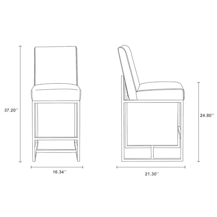 Element 37.2 in. Pearl White and Polished Chrome Stainless Steel Counter Height Bar Stool Image 3