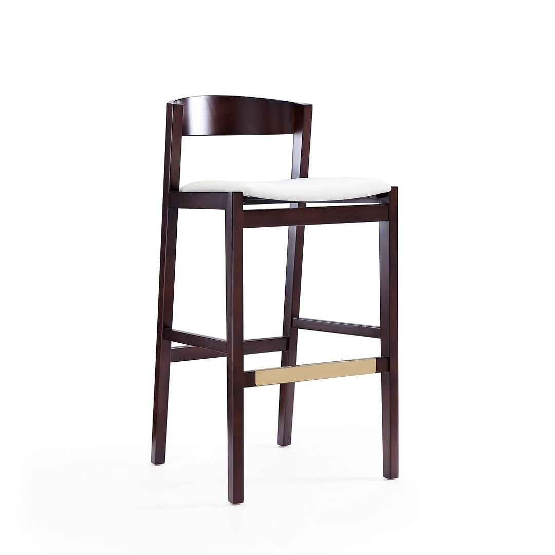 Klismos Beech Wood Barstool 40.75 in Danish Modern Design Curved Back Comfort Image 1