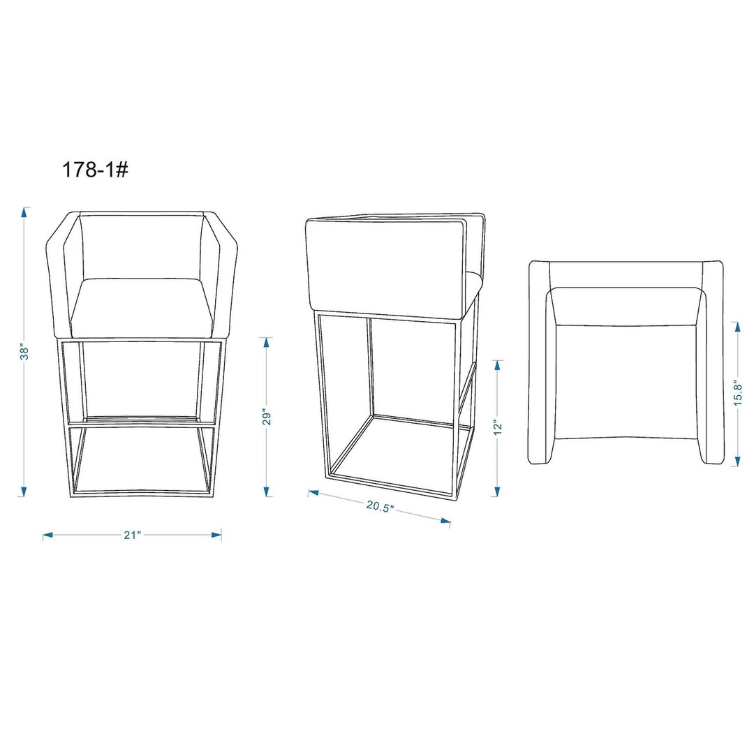 Embassy 38 in. Cream and Black Metal Barstool Image 3