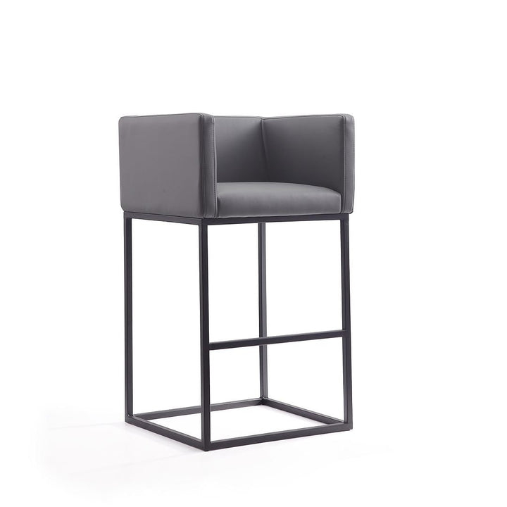 Embassy 38 in. Cream and Black Metal Barstool Image 1