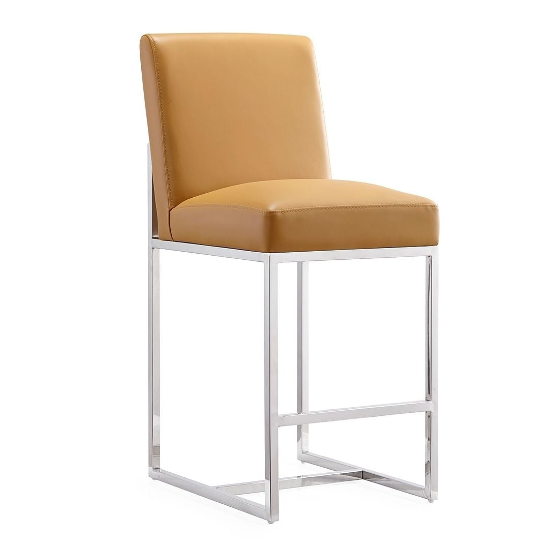 Element 37.2 in. Pearl White and Polished Chrome Stainless Steel Counter Height Bar Stool Image 4