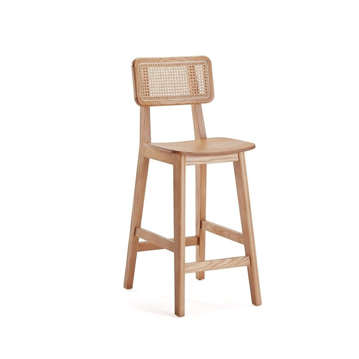 Versailles Counter Stool Natural Cane Solid Wood Bar Height Furniture Beige Image 1