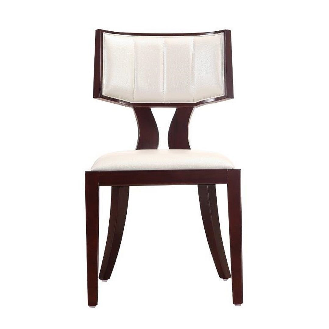 Pulitzer Pearl White and Walnut Faux Leather Dining Chair (Set of Two) Image 1