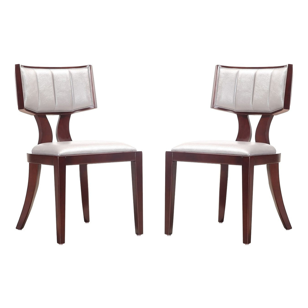 Pulitzer Pearl White and Walnut Faux Leather Dining Chair (Set of Two) Image 4