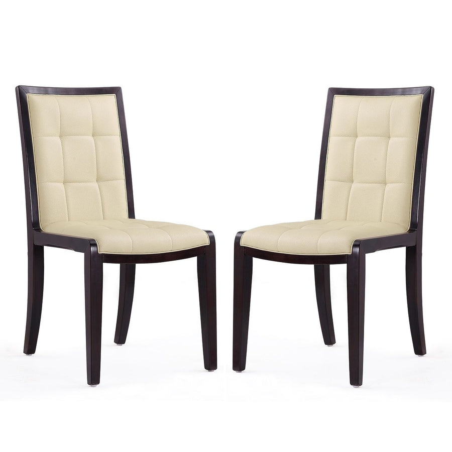 Executor Cream and Walnut Faux Leather Dining Chairs (Set of Two) Image 1