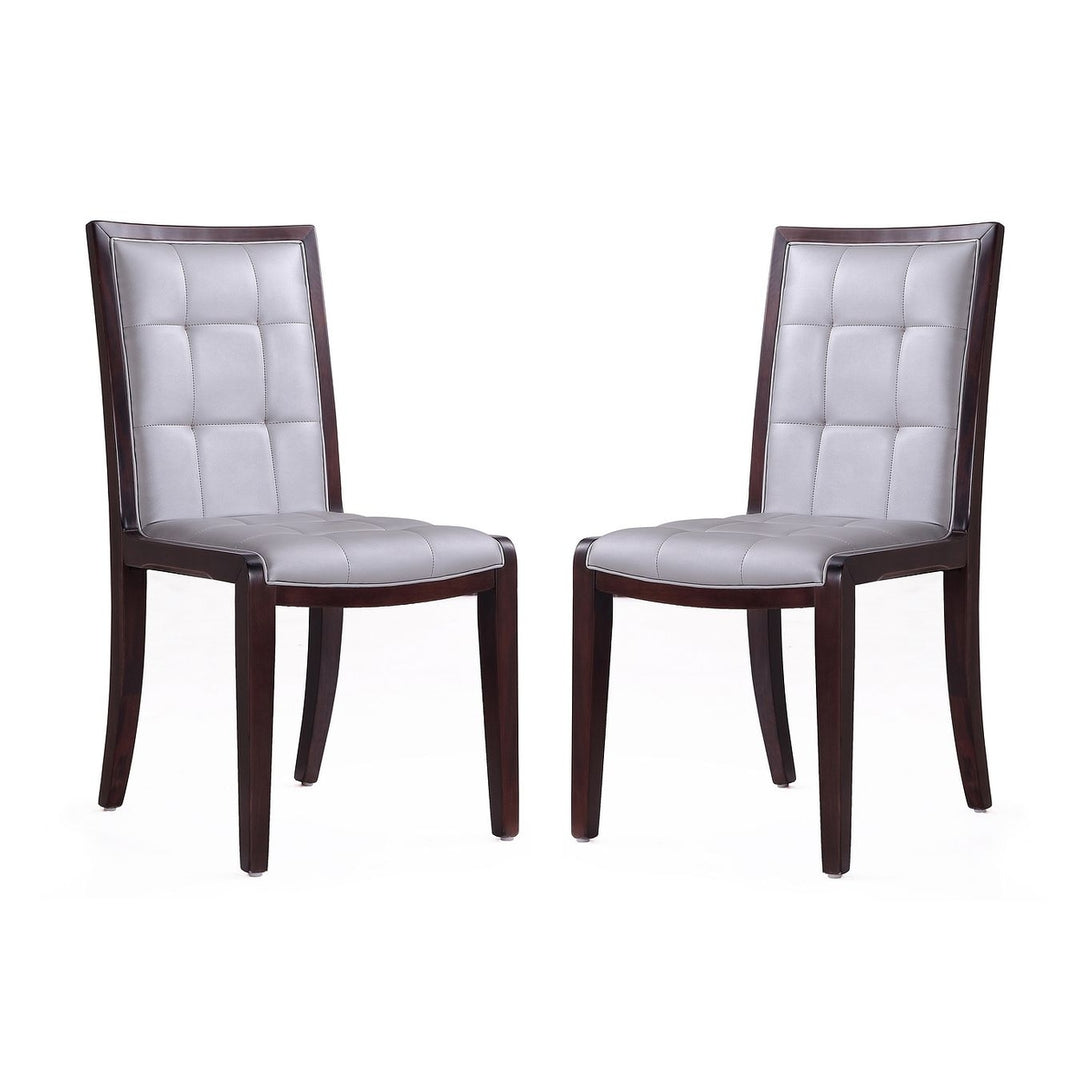 Executor Cream Faux Leather Dining Chairs Set of Two Walnut Legs Modern Classic Image 4