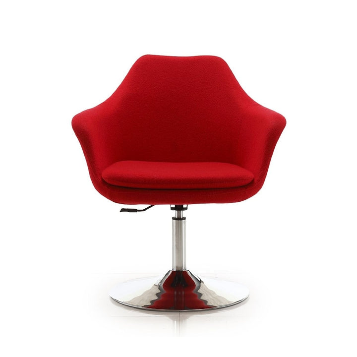 Kinsey Red and Polished Chrome Wool Blend Adjustable Height Swivel Accent Chair Image 4