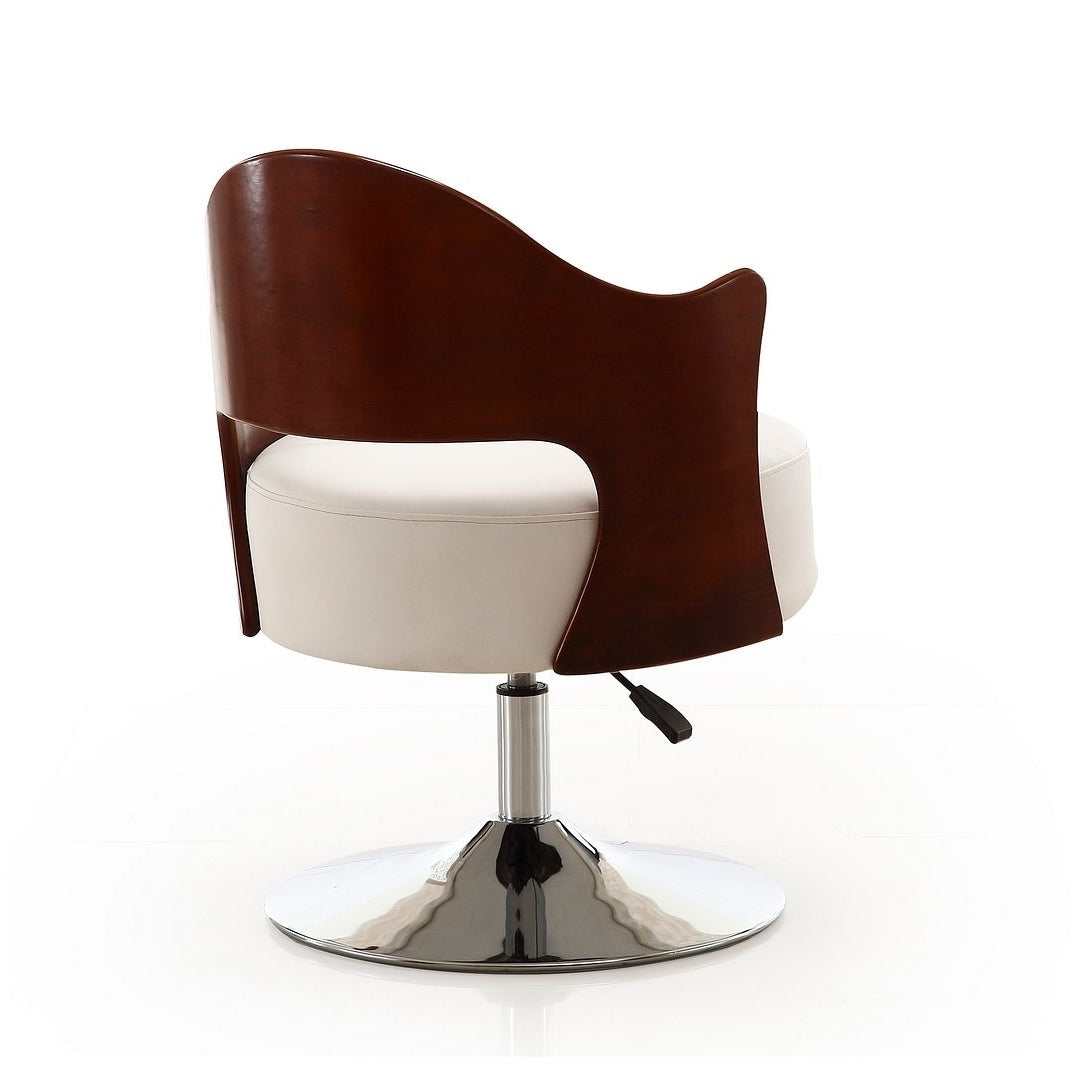 Bopper White and Polished Chrome Faux Leather Adjustable Height Swivel Accent Chair Image 5