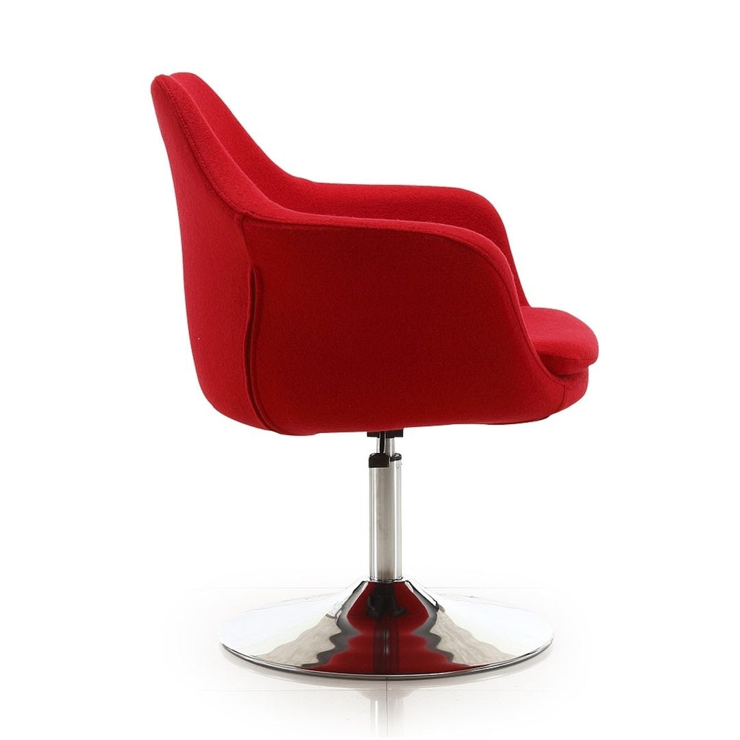 Kinsey Red and Polished Chrome Wool Blend Adjustable Height Swivel Accent Chair Image 5