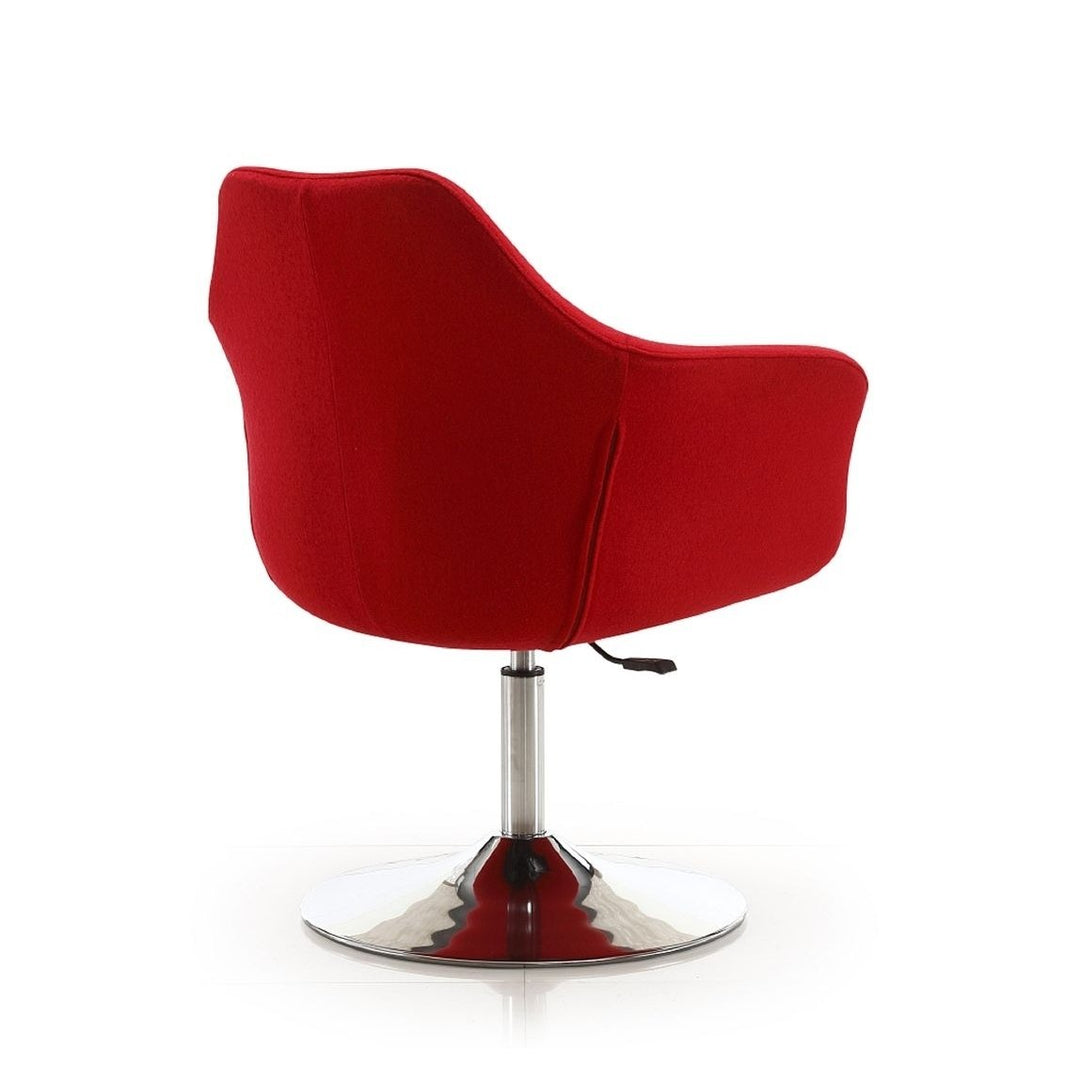 Kinsey Red and Polished Chrome Wool Blend Adjustable Height Swivel Accent Chair Image 6