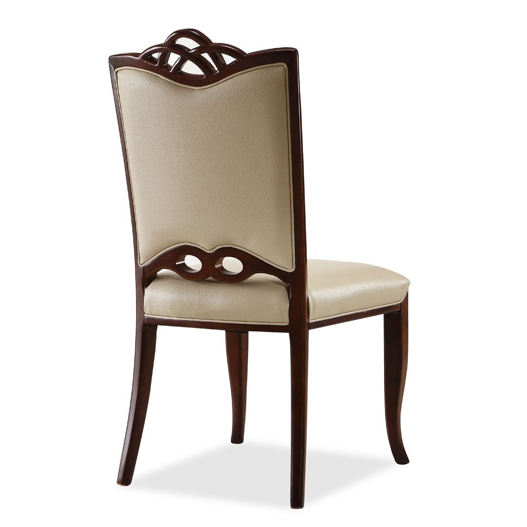 Regent Cream Walnut Faux Leather Dining Chairs Set of 2 Modern Curved Design Image 6