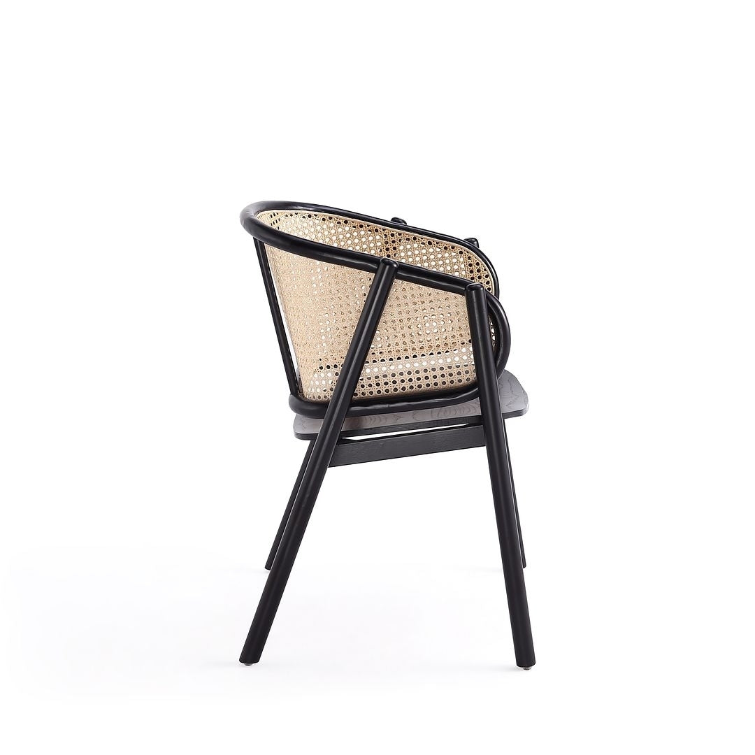 Versailles Armchair in Black and Natural Cane Image 5