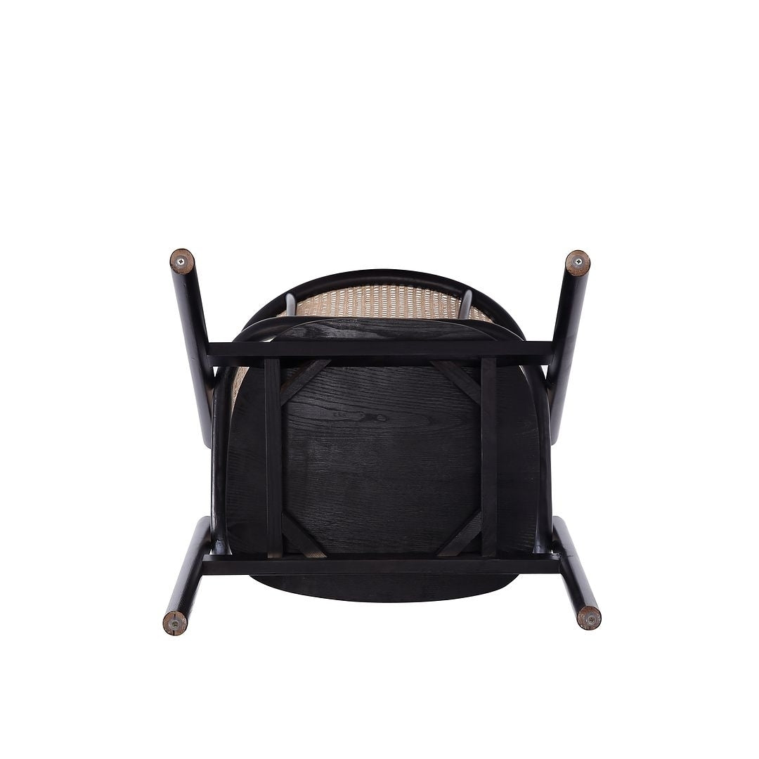 Versailles Armchair in Black and Natural Cane Image 9