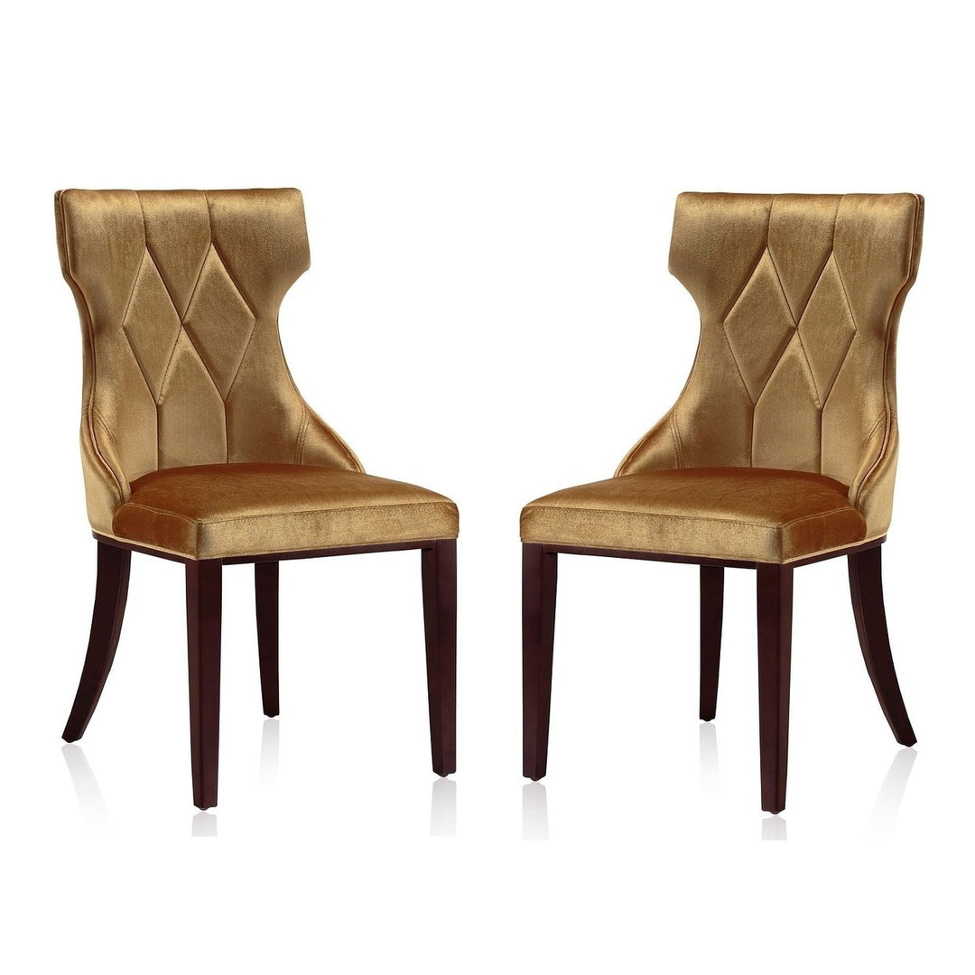 Reine Faux Leather Dining Chair Set of 2 Wing-Back Walnut Legs Modern Design Image 1