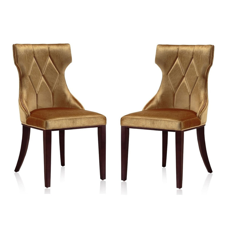 Reine Faux Leather Dining Chair Set of 2 Wing-Back Walnut Legs Modern Design Image 1