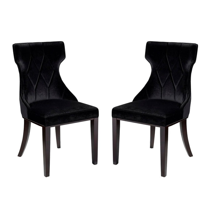 Reine Faux Leather Dining Chair Set of 2 Wing-Back Walnut Legs Modern Design Image 1