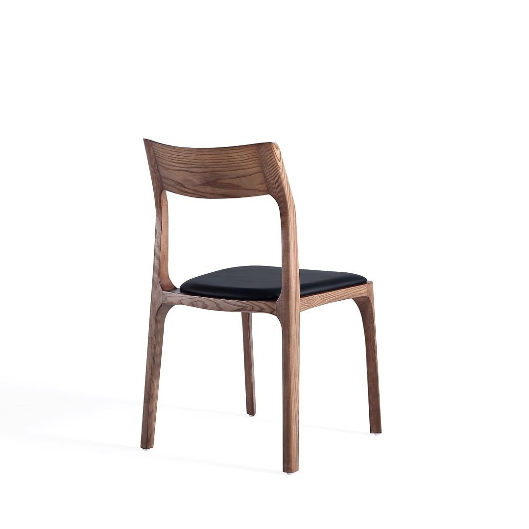 Modern Moderno Stackable Dining Chair Upholstered in Leatherette with Solid Wood Frame in Walnut and Black- Set of 2 Image 7