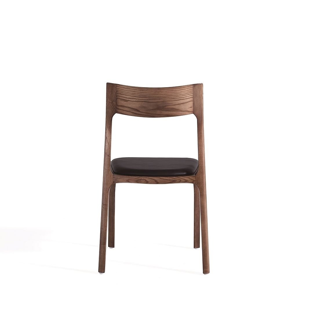 Modern Moderno Stackable Dining Chair Upholstered in Leatherette with Solid Wood Frame in Walnut and Black- Set of 2 Image 8