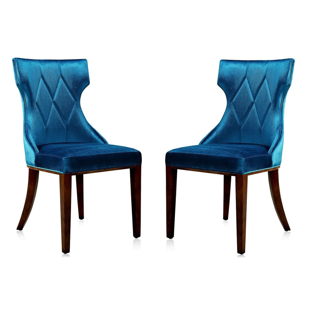 Reine Faux Leather Dining Chair Set of 2 Wing-Back Walnut Legs Modern Design Image 1