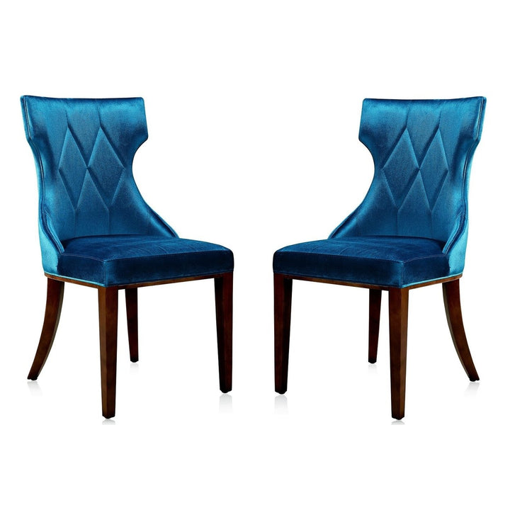 Reine Faux Leather Dining Chair Set of 2 Wing-Back Walnut Legs Modern Design Image 1