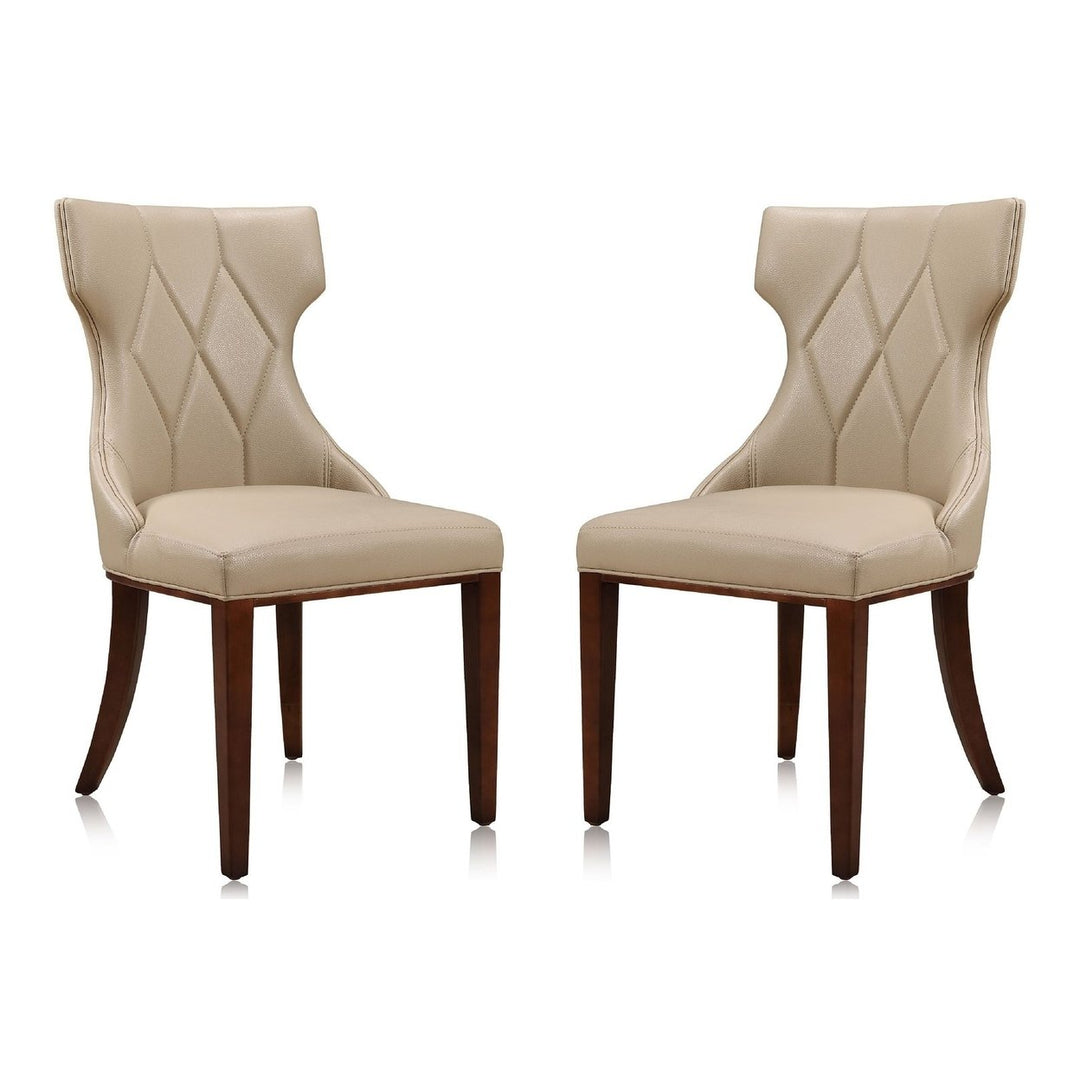 Reine Faux Leather Dining Chair Set of 2 Wing-Back Walnut Legs Modern Design Image 1