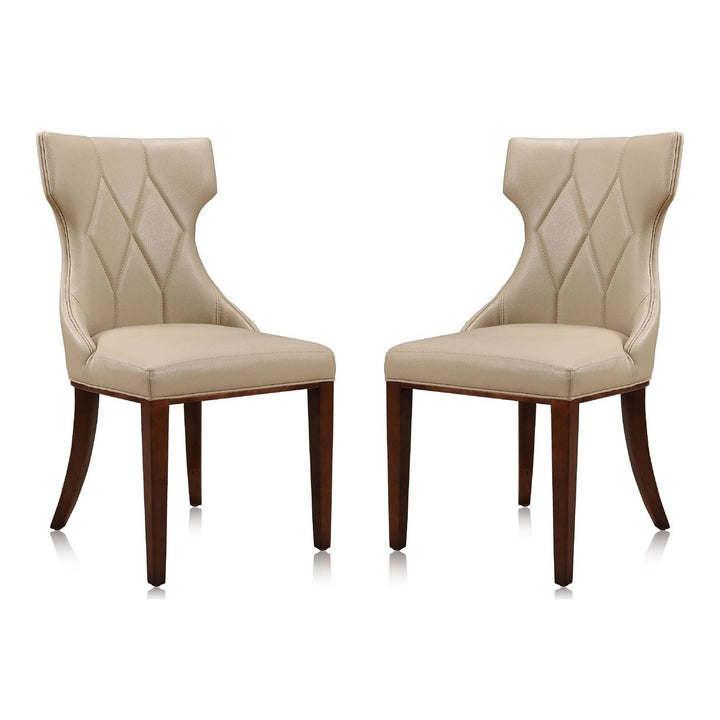 Reine Faux Leather Dining Chair Set of 2 Wing-Back Walnut Legs Modern Design Image 1