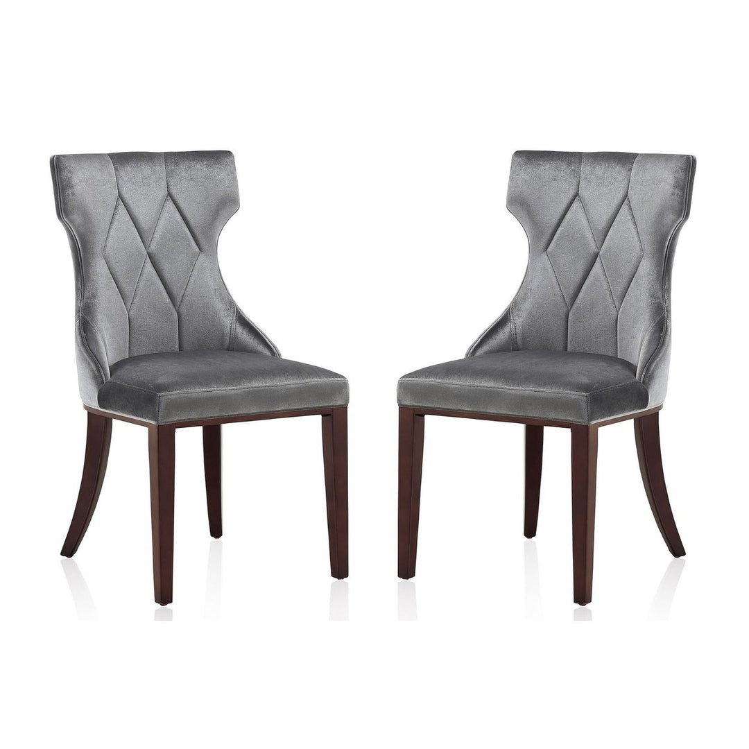 Reine Faux Leather Dining Chair Set of 2 Wing-Back Walnut Legs Modern Design Image 1