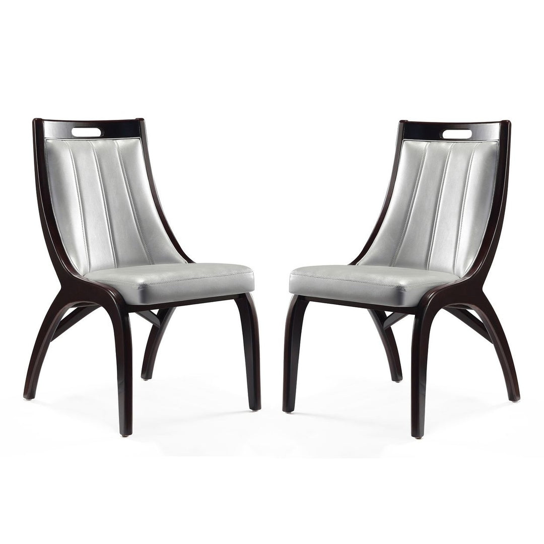 Danube Leatherette Dining Chair Set of 2 Pearl White Modern Upholstered Furniture Image 1